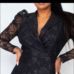 Black Long Sleeve Lace Mini Dress